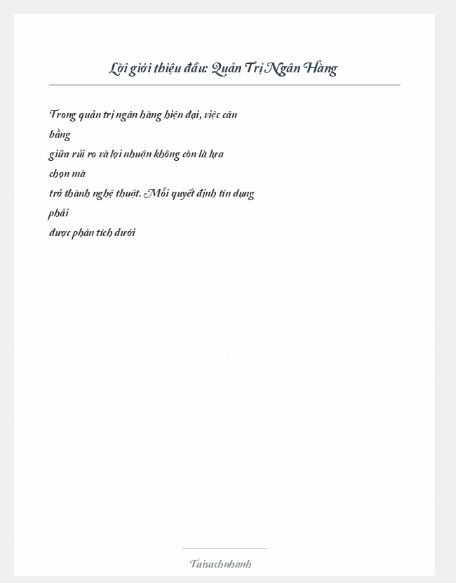 Trích đoạn Quản Trị Ngân Hàng