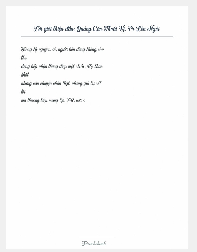 Trích đoạn Quảng Cáo Thoái Vị, Pr Lên Ngôi