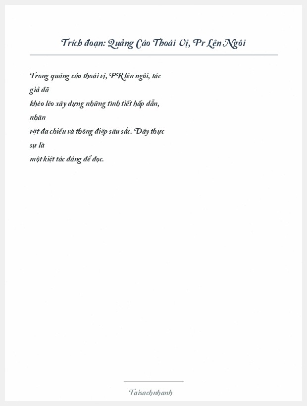 Trích đoạn Quảng Cáo Thoái Vị, Pr Lên Ngôi