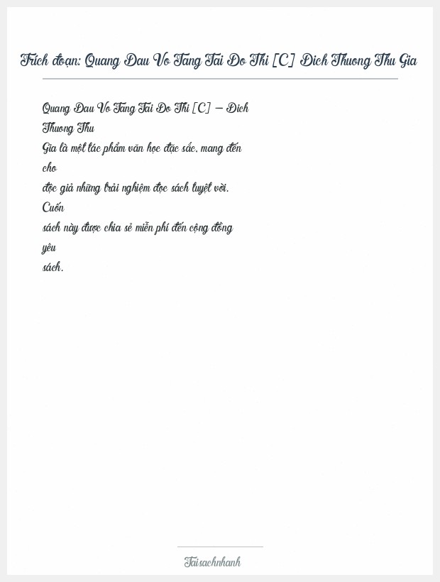 Trích đoạn Quang Dau Vo Tang Tai Do Thi [C] Dich Thuong Thu Gia