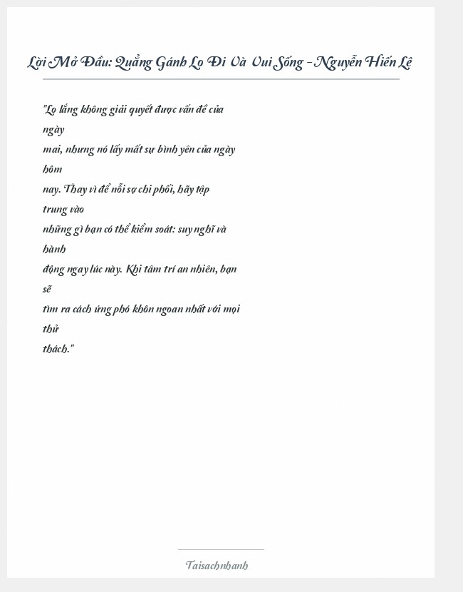 Trích đoạn Quẳng Gánh Lo Đi Và Vui Sống - Nguyễn Hiến Lê