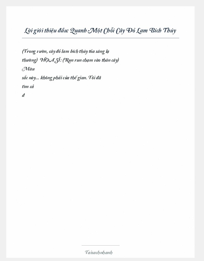 Trích đoạn Quanh Một Chỗi Cây Đỏ Lam Bích Thúy