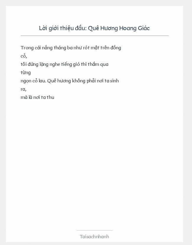 Trích đoạn Quê Hương Hoang Giác