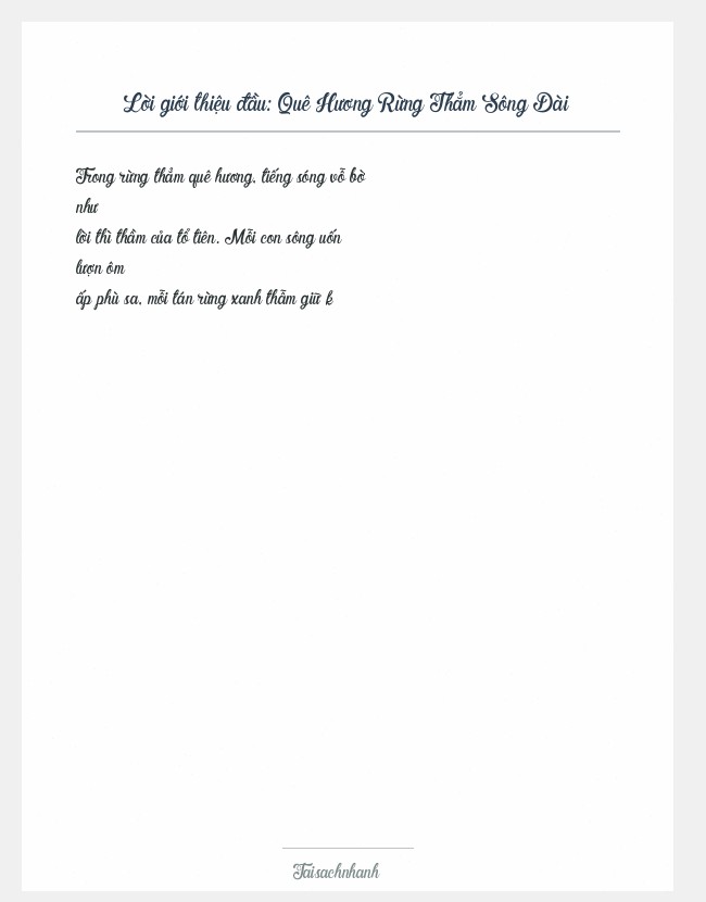 Trích đoạn Quê Hương Rừng Thẳm Sông Dài