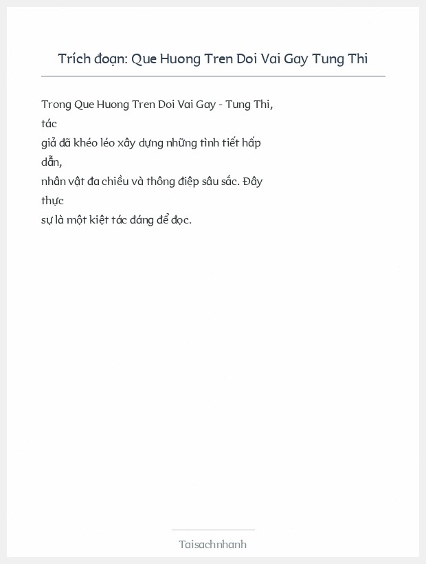 Trích đoạn Que Huong Tren Doi Vai Gay Tung Thi