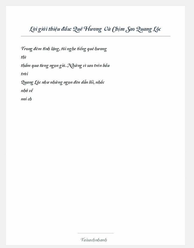 Trích đoạn Quê Hương Và Chịm Sao Quang Lộc