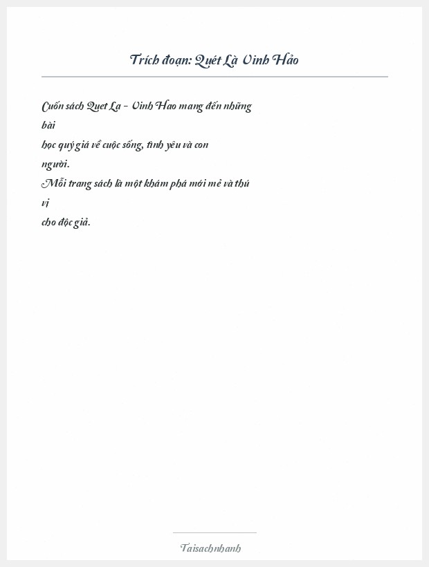 Trích đoạn Quét Là Vinh Hảo