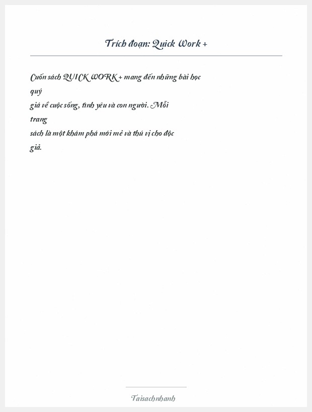 Trích đoạn Quick Work +