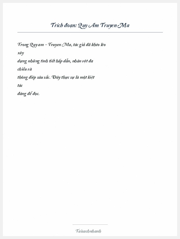 Trích đoạn Quy Am Truyen Ma