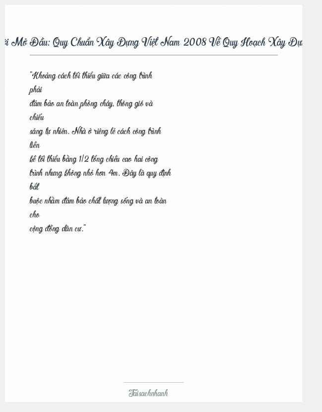 Trích đoạn Quy Chuẩn Xây Dựng Việt Nam 2008 Về Quy Hoạch Xây Dựng