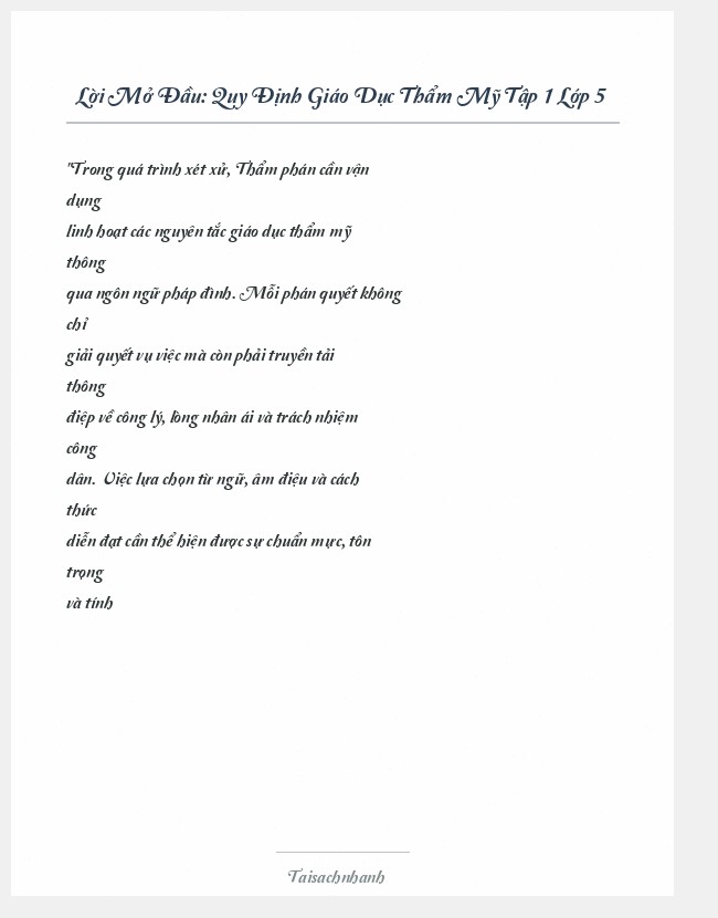 Trích đoạn Quy Định Giáo Dục Thẩm Mỹ Tập 1 Lớp 5