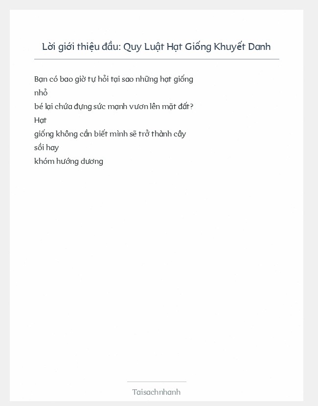 Trích đoạn Quy Luật Hạt Giống Khuyết Danh