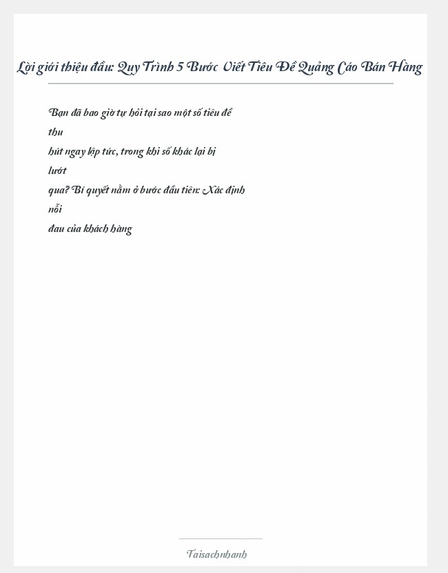 Trích đoạn Quy Trình 5 Bước Viết Tiêu Đề Quảng Cáo Bán Hàng