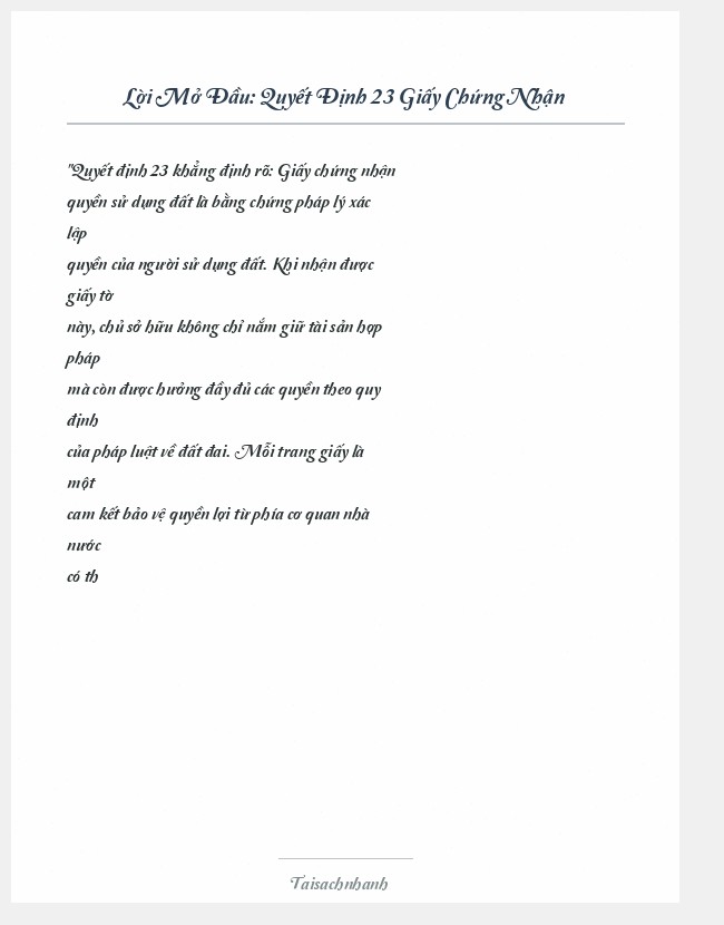Trích đoạn Quyết Định 23 Giấy Chứng Nhận