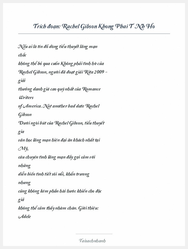 Trích đoạn Rachel Gibson Khong Phai T├¼Nh Ho