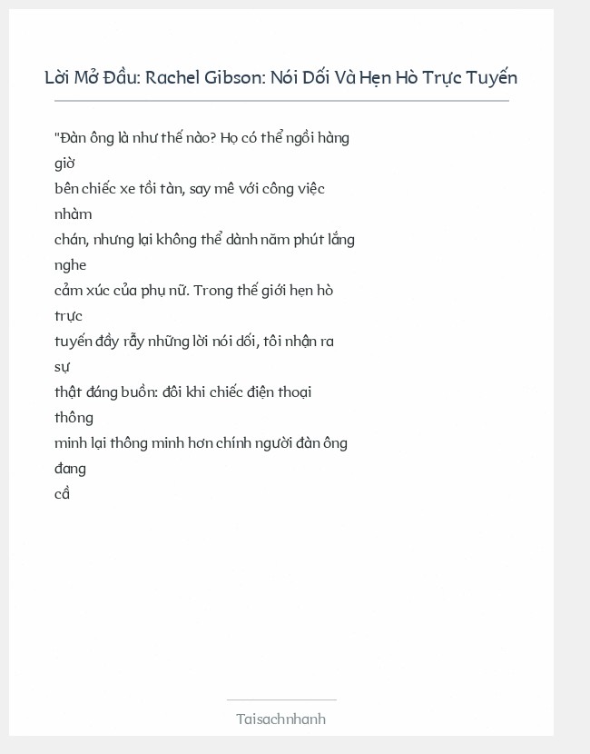 Trích đoạn Rachel Gibson: Nói Dối Và Hẹn Hò Trực Tuyến