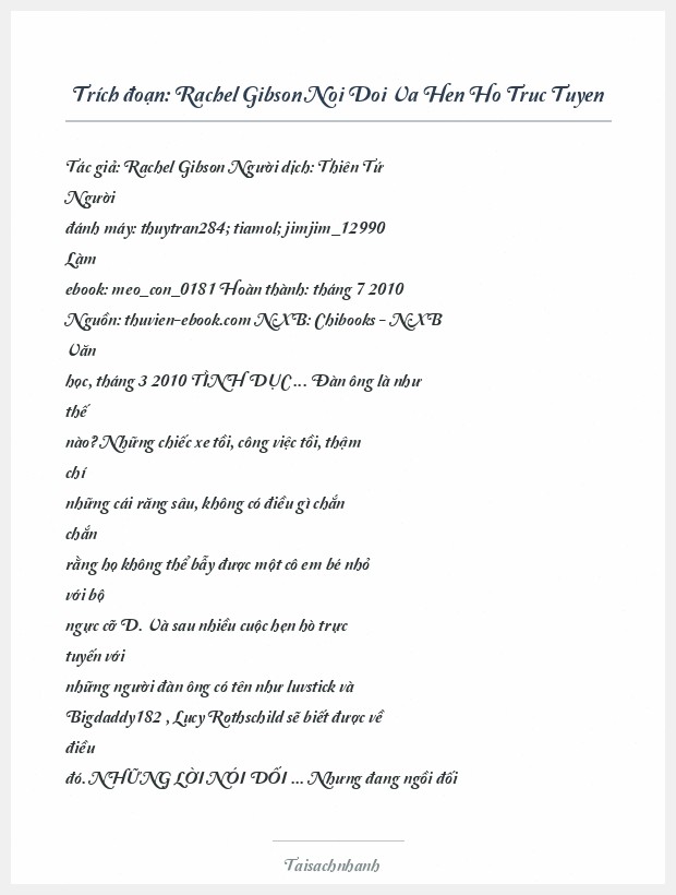 Trích đoạn Rachel Gibson Noi Doi Va Hen Ho Truc Tuyen