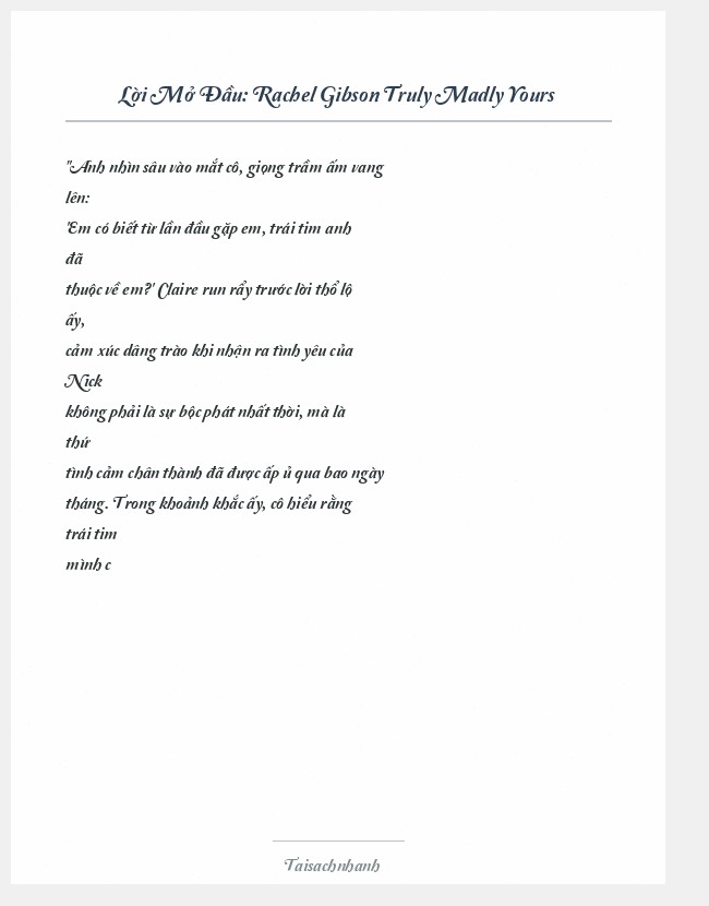 Trích đoạn Rachel Gibson Truly Madly Yours