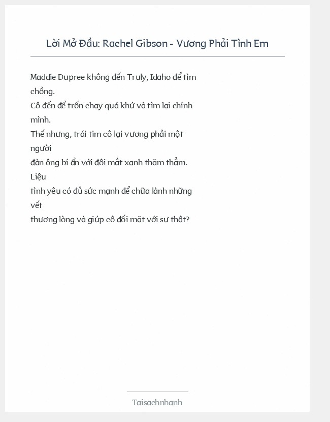 Trích đoạn Rachel Gibson - Vương Phải Tình Em