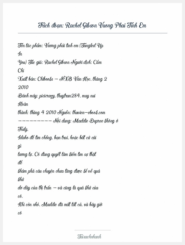 Trích đoạn Rachel Gibson Vuong Phai Tinh Em