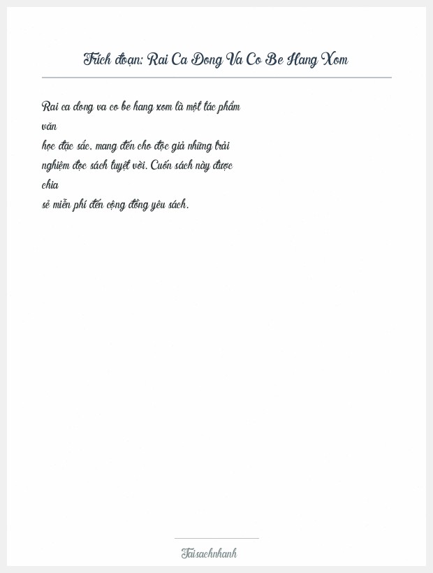 Trích đoạn Rai Ca Dong Va Co Be Hang Xom