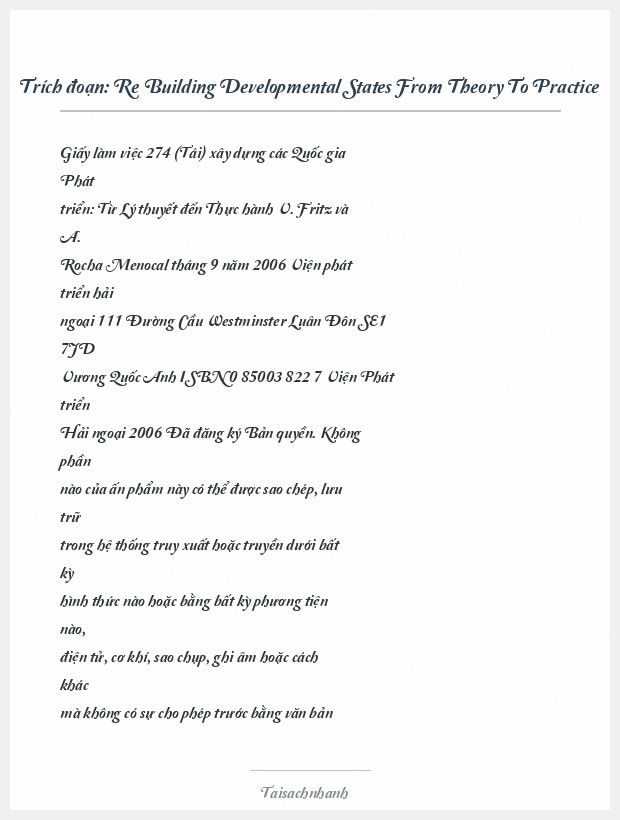 Trích đoạn Re Building Developmental States From Theory To Practice