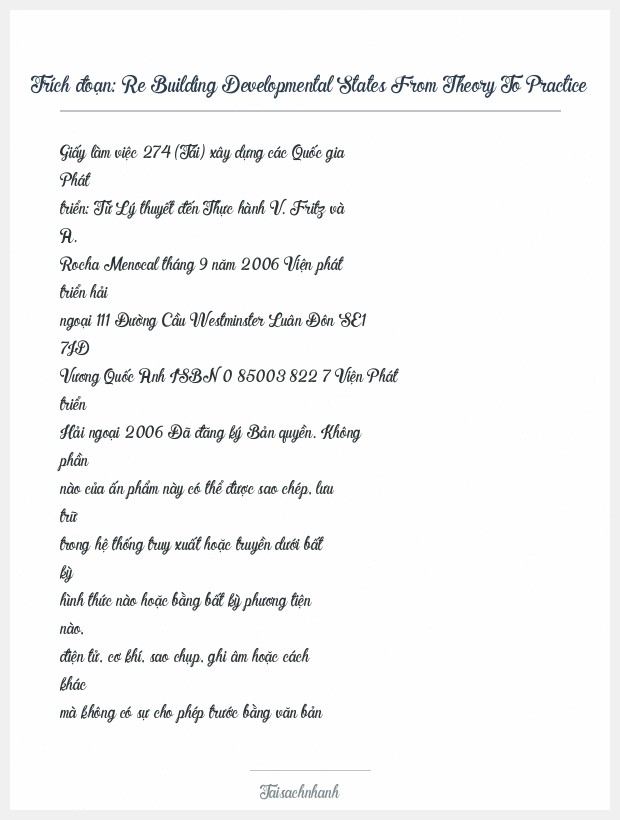 Trích đoạn Re Building Developmental States From Theory To Practice