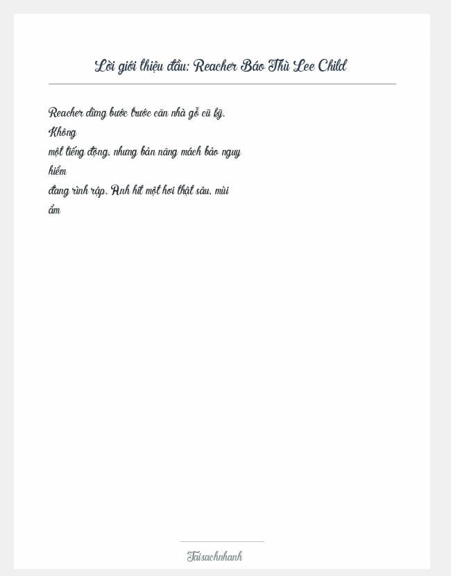 Trích đoạn Reacher Báo Thù Lee Child