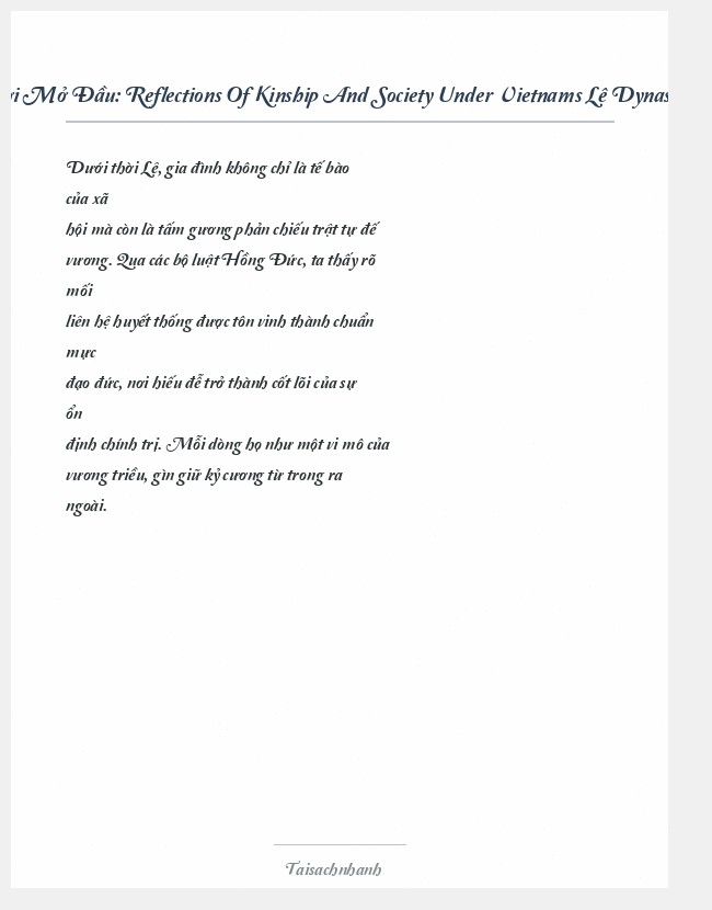 Trích đoạn Reflections Of Kinship And Society Under Vietnams Lê Dynasty