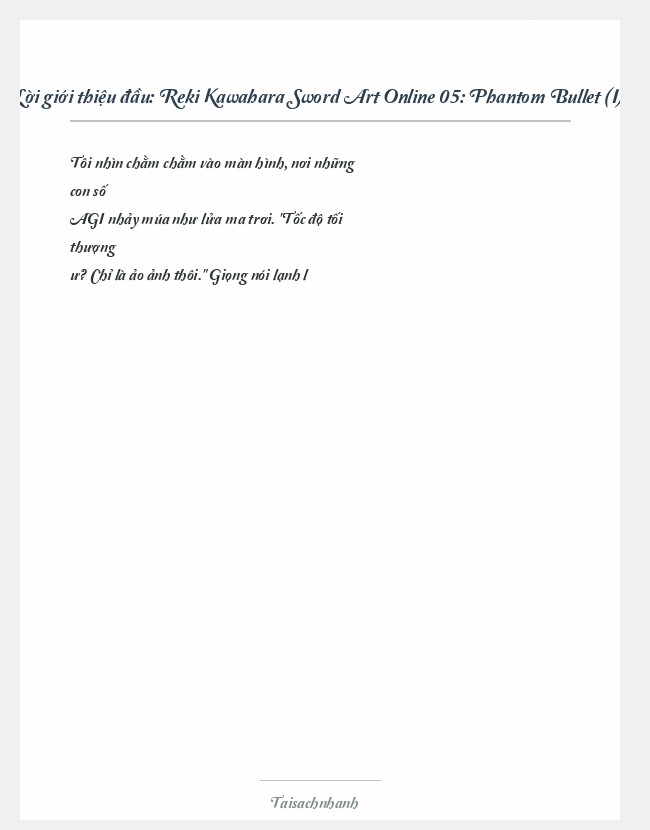 Trích đoạn Reki Kawahara Sword Art Online 05: Phantom Bullet (I)