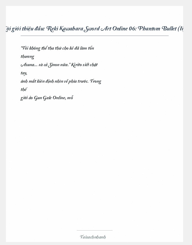 Trích đoạn Reki Kawahara Sword Art Online 06: Phantom Bullet (Ii)