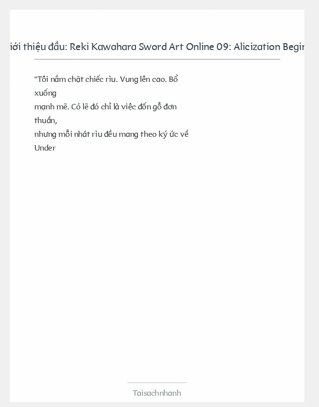 Trích đoạn Reki Kawahara Sword Art Online 09: Alicization Beginning