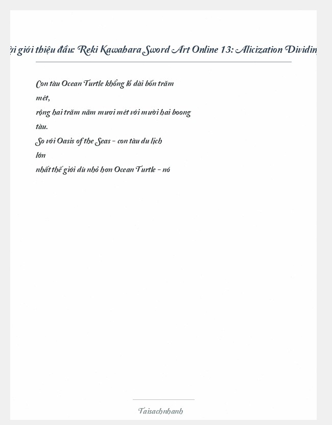 Trích đoạn Reki Kawahara Sword Art Online 13: Alicization Dividing