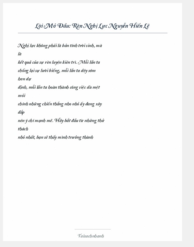 Trích đoạn Rèn Nghị Lực Nguyễn Hiến Lê