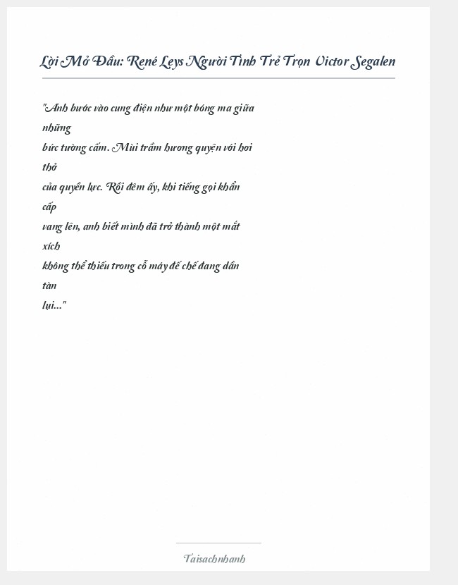 Trích đoạn René Leys Người Tình Trẻ Trọn Victor Segalen