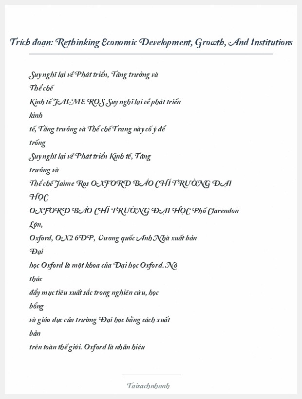 Trích đoạn Rethinking Economic Development, Growth, And Institutions