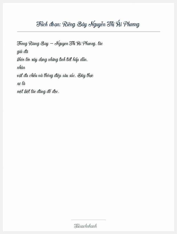 Trích đoạn Riêng Bây Nguyễn Thị Ái Phương