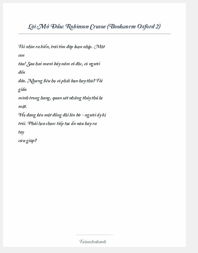 Trích đoạn Robinson Crusoe (Bookworm Oxford 2)