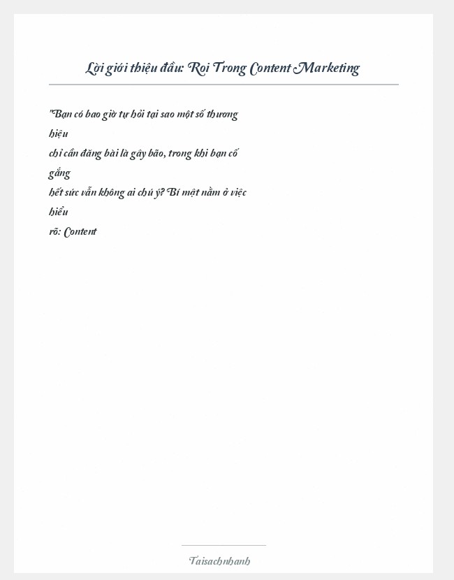 Trích đoạn Roi Trong Content Marketing
