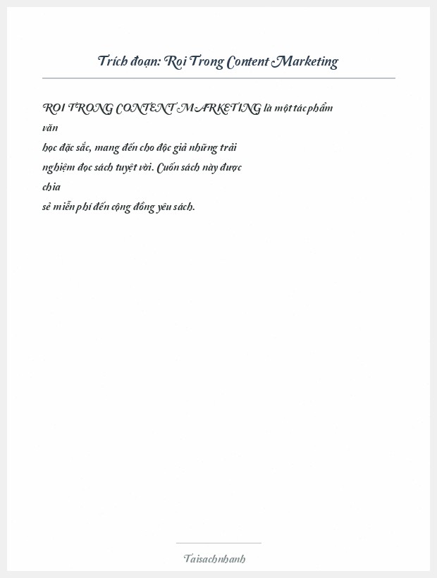 Trích đoạn Roi Trong Content Marketing