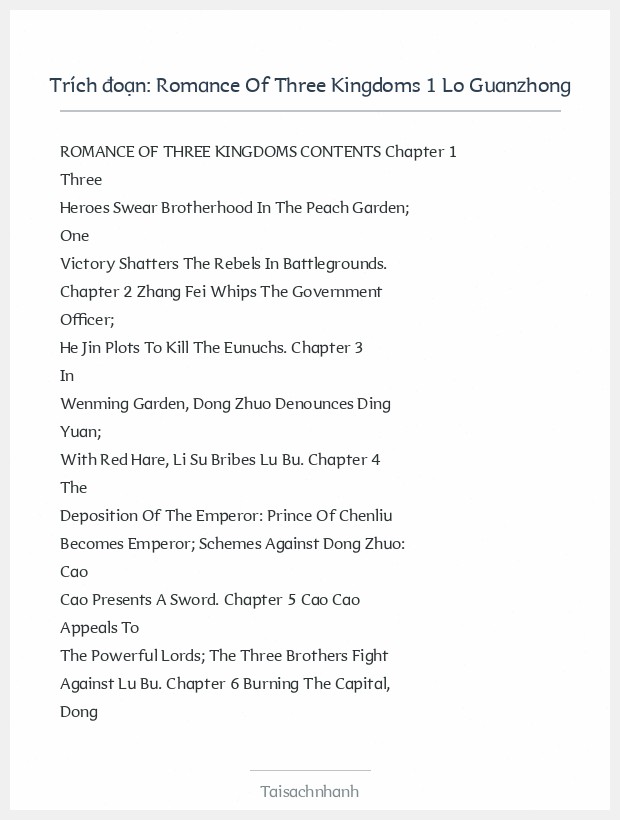 Trích đoạn Romance Of Three Kingdoms 1 Lo Guanzhong