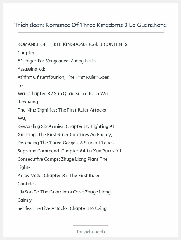 Trích đoạn Romance Of Three Kingdoms 3 Lo Guanzhong