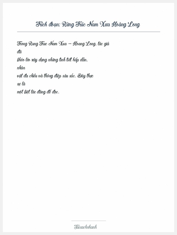 Trích đoạn Rừng Trúc Nam Xưa Hoàng Long