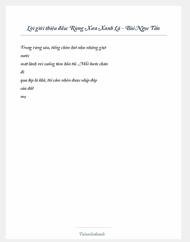 Trích đoạn Rừng Xưa Xanh Lá - Bùi Ngọc Tấn