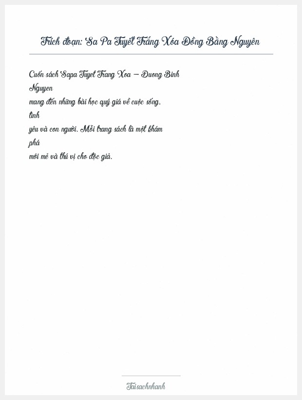 Trích đoạn Sa Pa Tuyết Trắng Xóa Đồng Bằng Nguyên