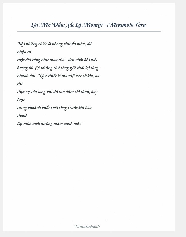 Trích đoạn Sắc Lá Momiji - Miyamoto Teru