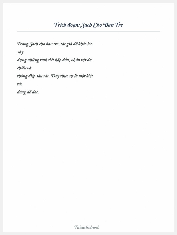 Trích đoạn Sach Cho Ban Tre