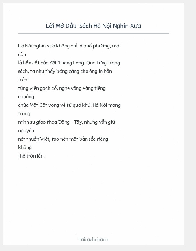 Trích đoạn Sách Hà Nội Nghìn Xưa