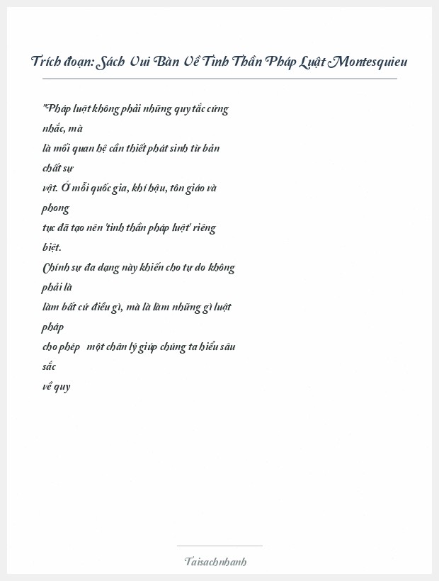 Trích đoạn Sách Vui Bàn Về Tinh Thần Pháp Luật Montesquieu