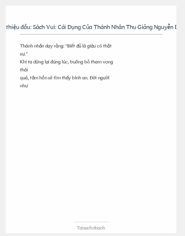 Trích đoạn Sách Vui: Cái Dụng Của Thánh Nhân Thu Giảng Nguyễn Duy Cần